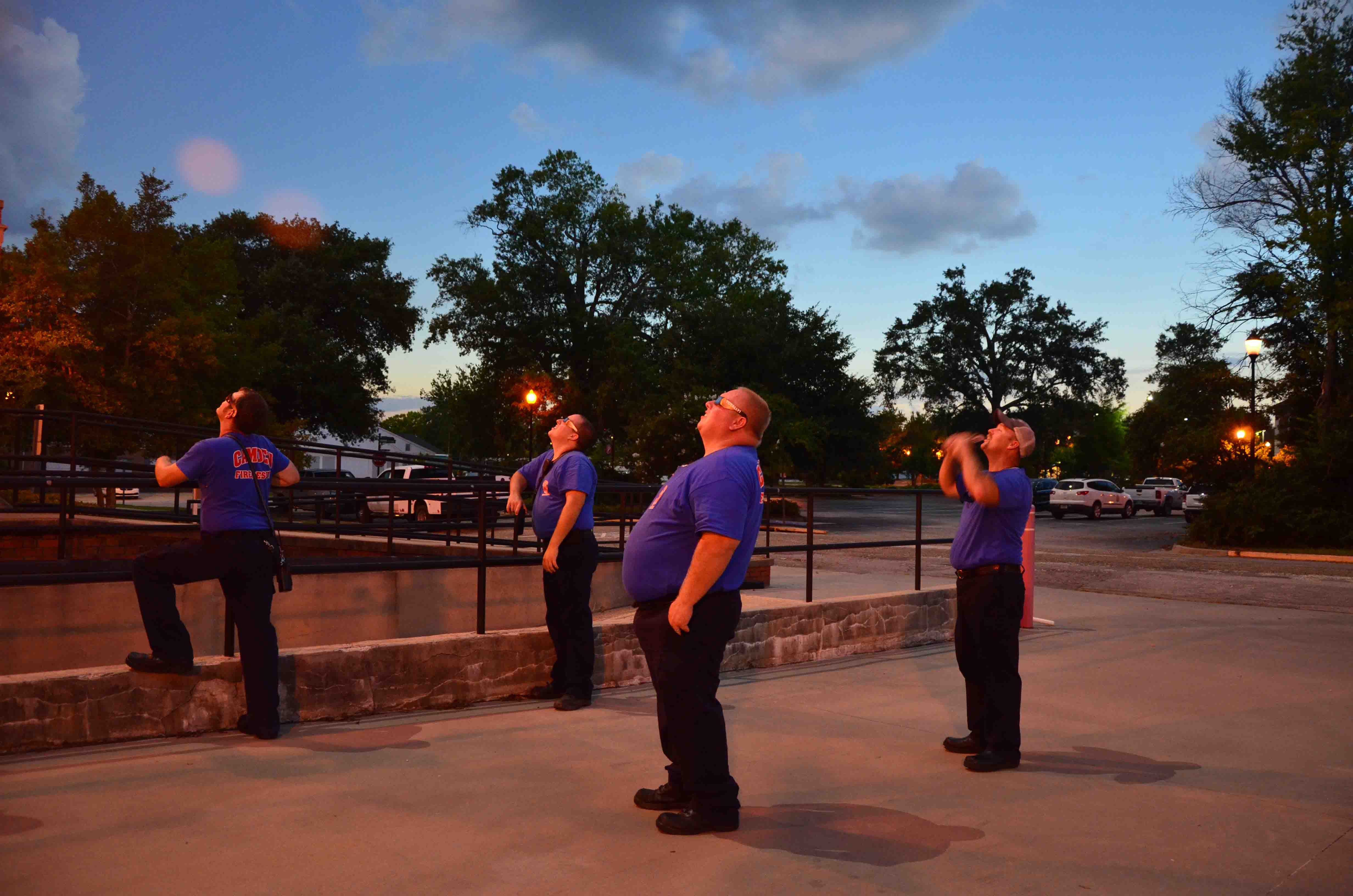 City of Camden firefighters view the eclipse