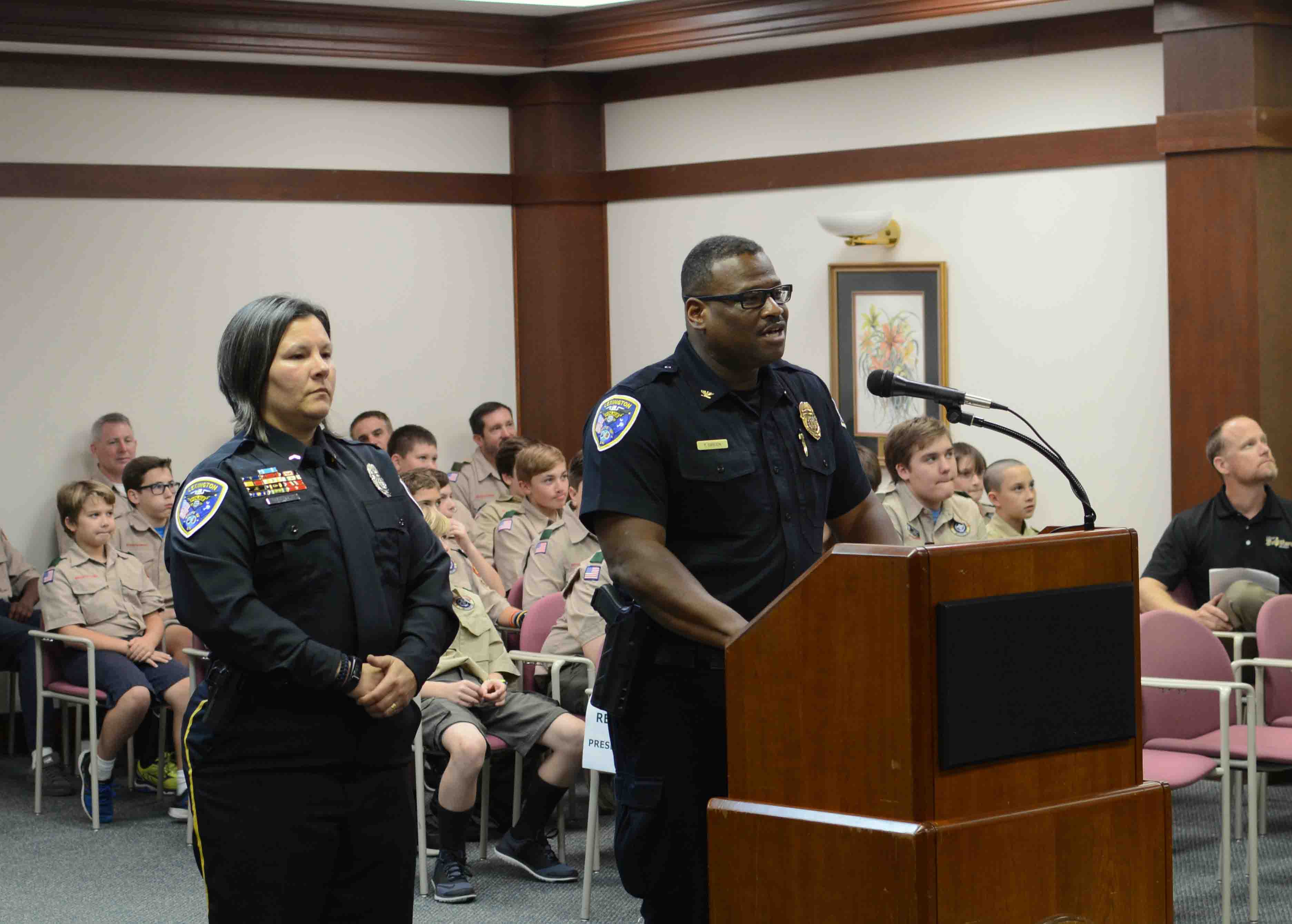 Lexington Police Chief Terrence Green and Pfc. Steffonie Cockerill