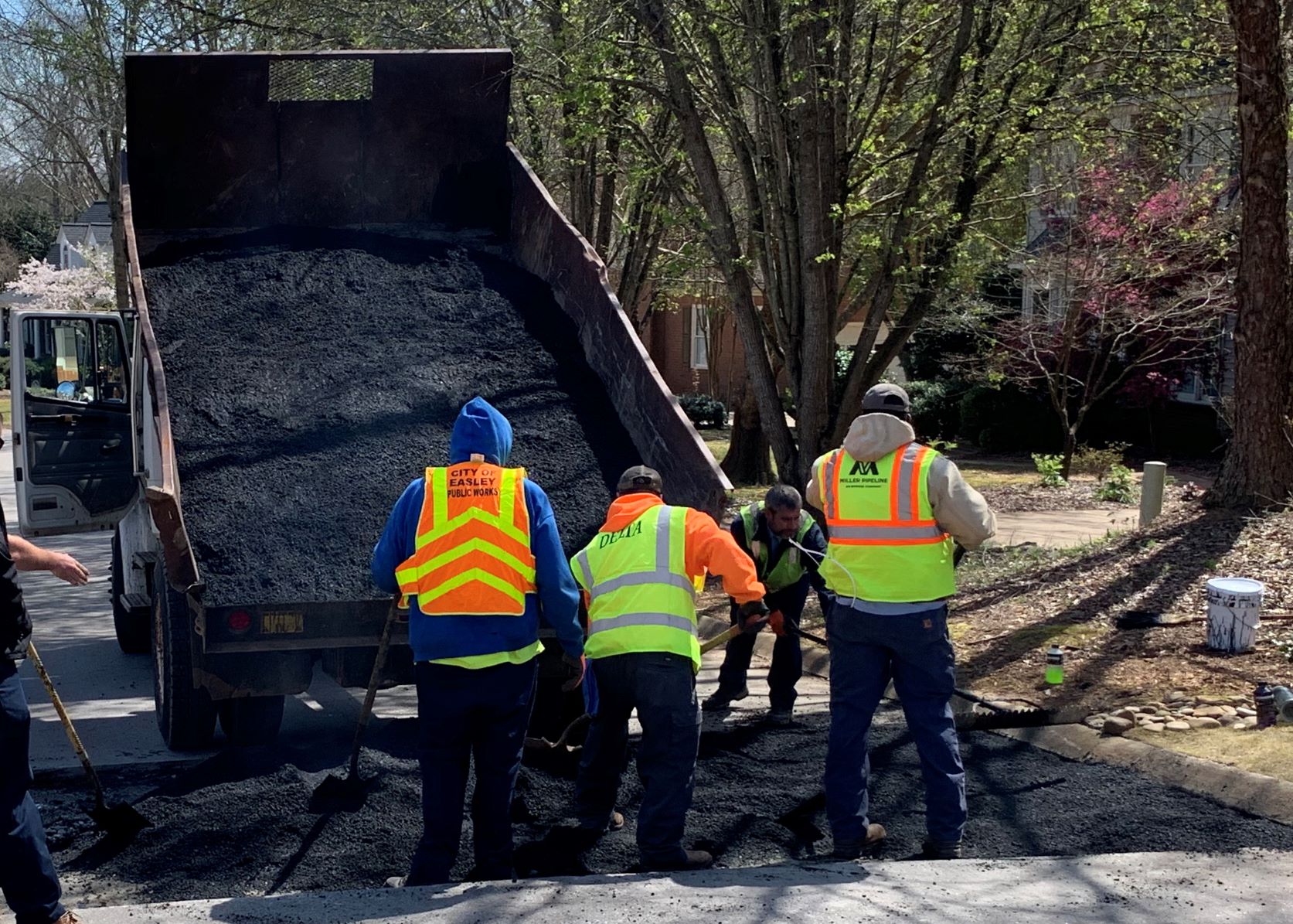 Easley’s Public Works Department has added road paving to its list of responsibilities.