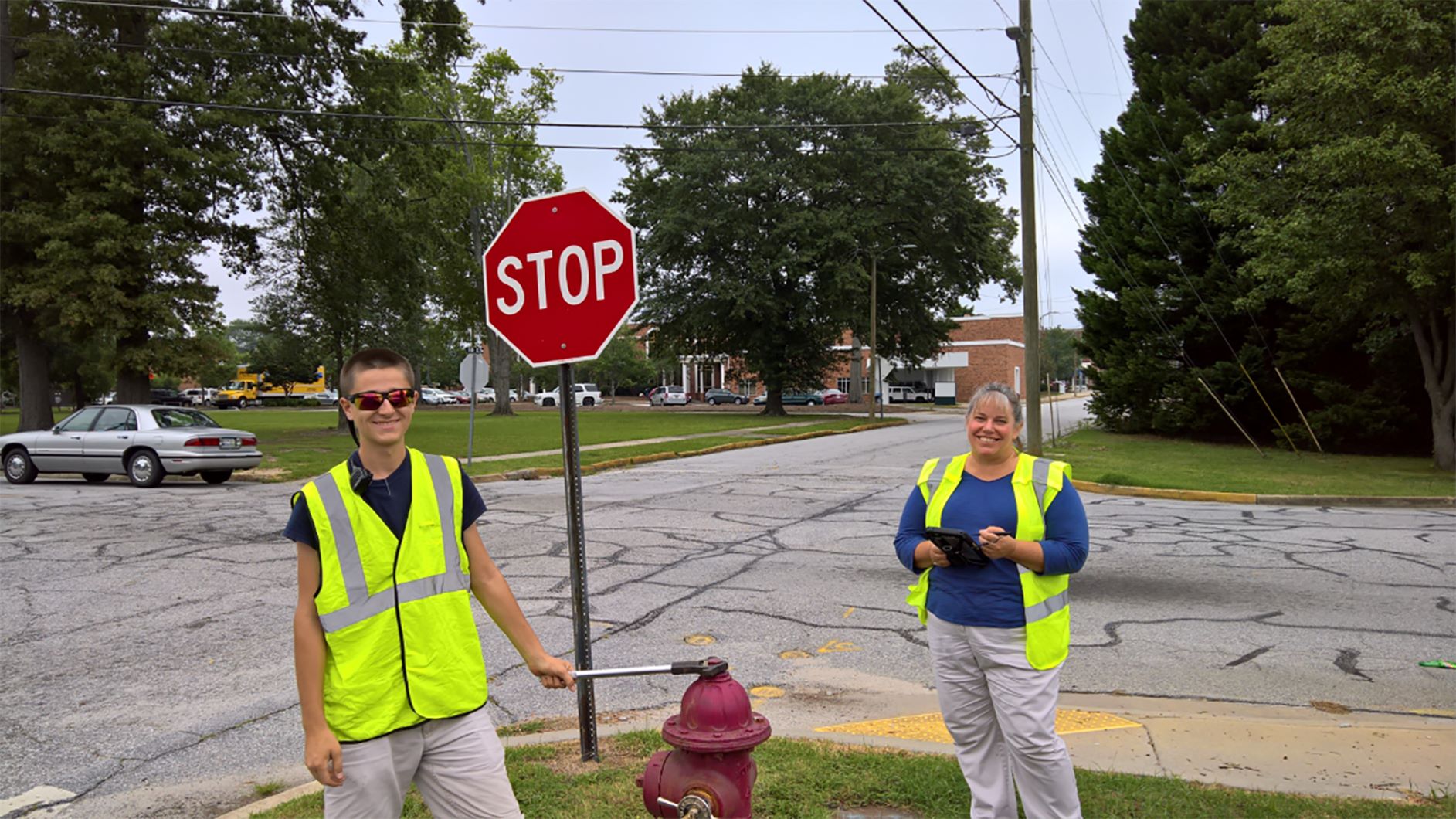 Mary Wasson, right, with Eric Morse, is the City of Clinton GIS analyst