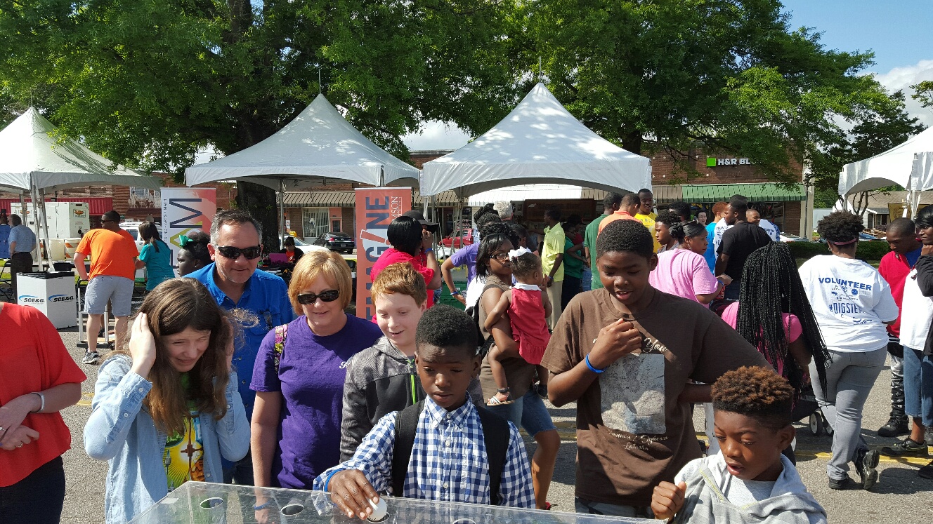 Children at the DIG STEM festival in Williston